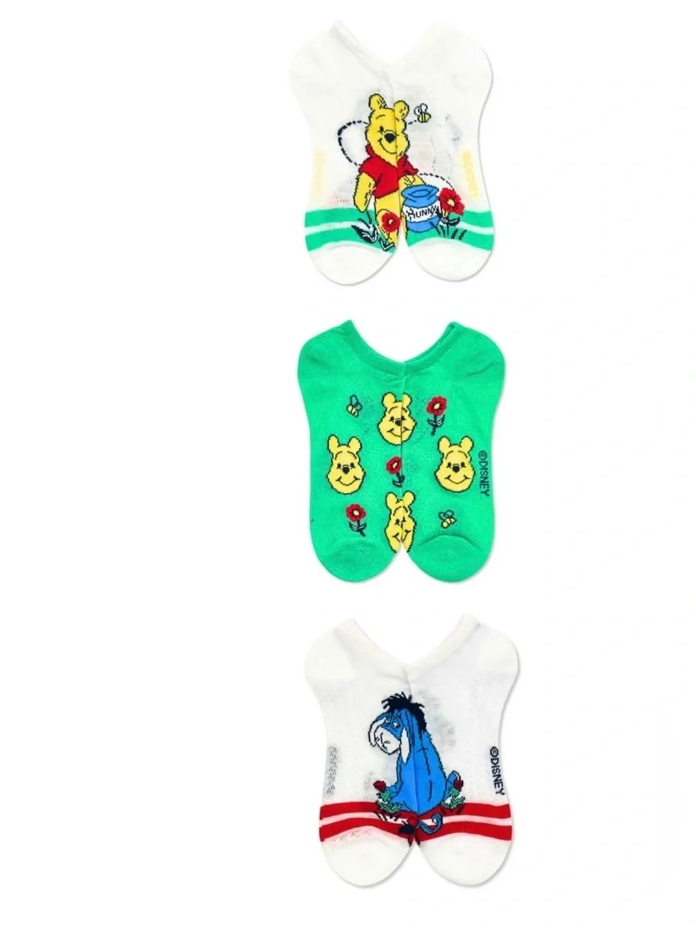 🌶️$5🌶️ NEW DISNEY Winnie the Pooh No-Show Socks 3-Pack Shoe Size 4-10 Women's